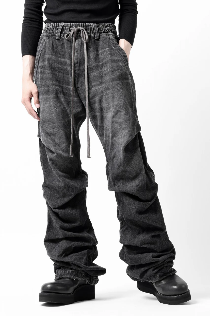 A.F ARTEFACT TUCK VOLUME BAGGY PANTS / FADED DENIM (DAMAGE BLACK) - Image 6