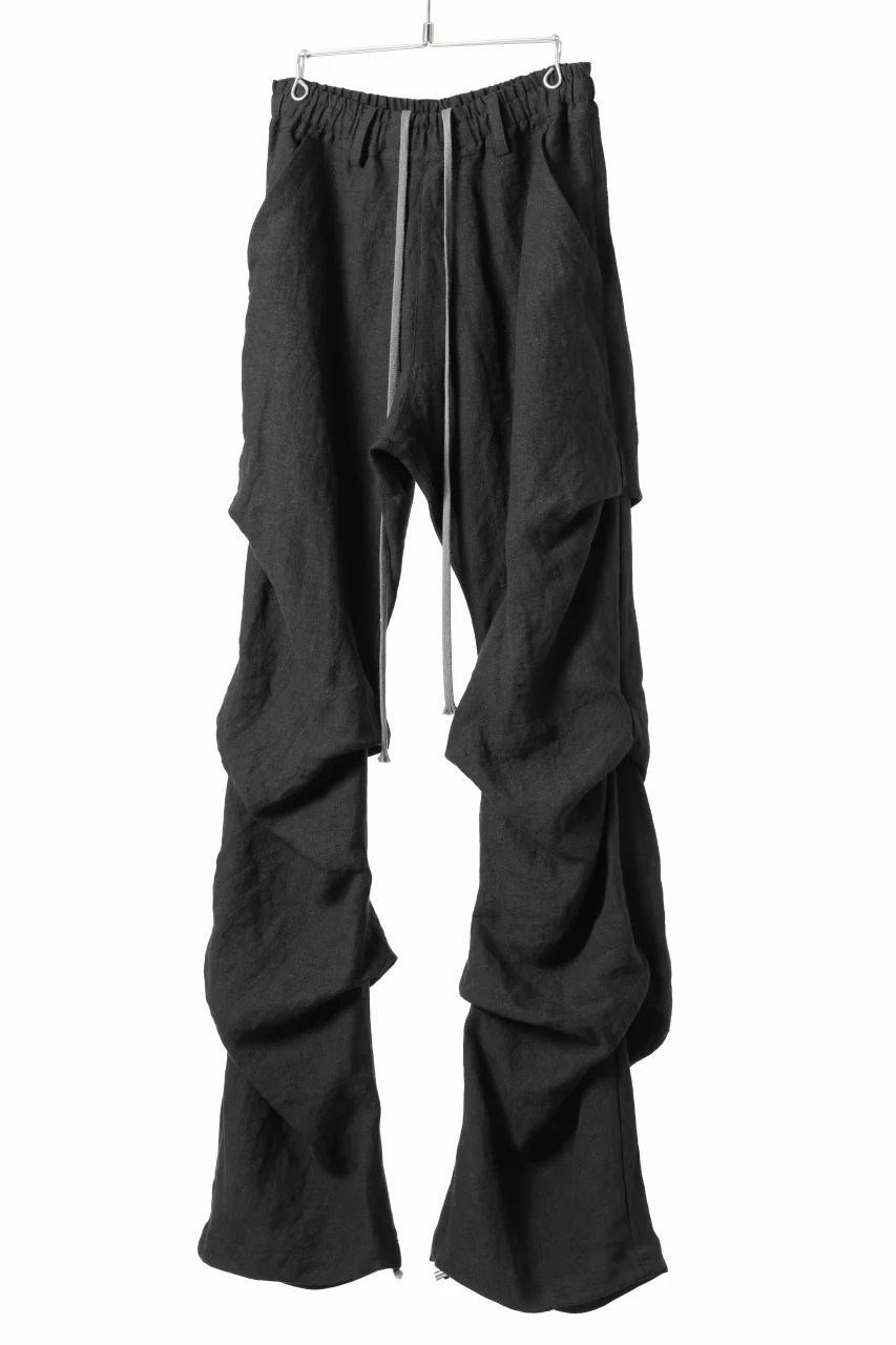 A.F ARTEFACT TUCK VOLUME BAGGY PANTS / ORGANIC LINEN (BLACK) - Image 10