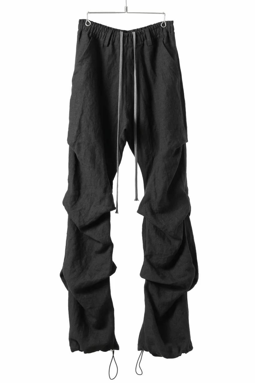 A.F ARTEFACT TUCK VOLUME BAGGY PANTS / ORGANIC LINEN (BLACK) - Image 12