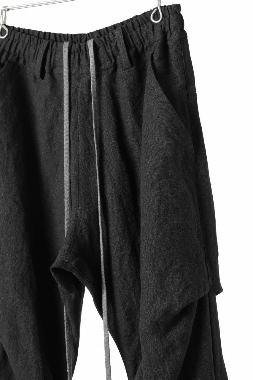 A.F ARTEFACT TUCK VOLUME BAGGY PANTS / ORGANIC LINEN (BLACK) - Image 14