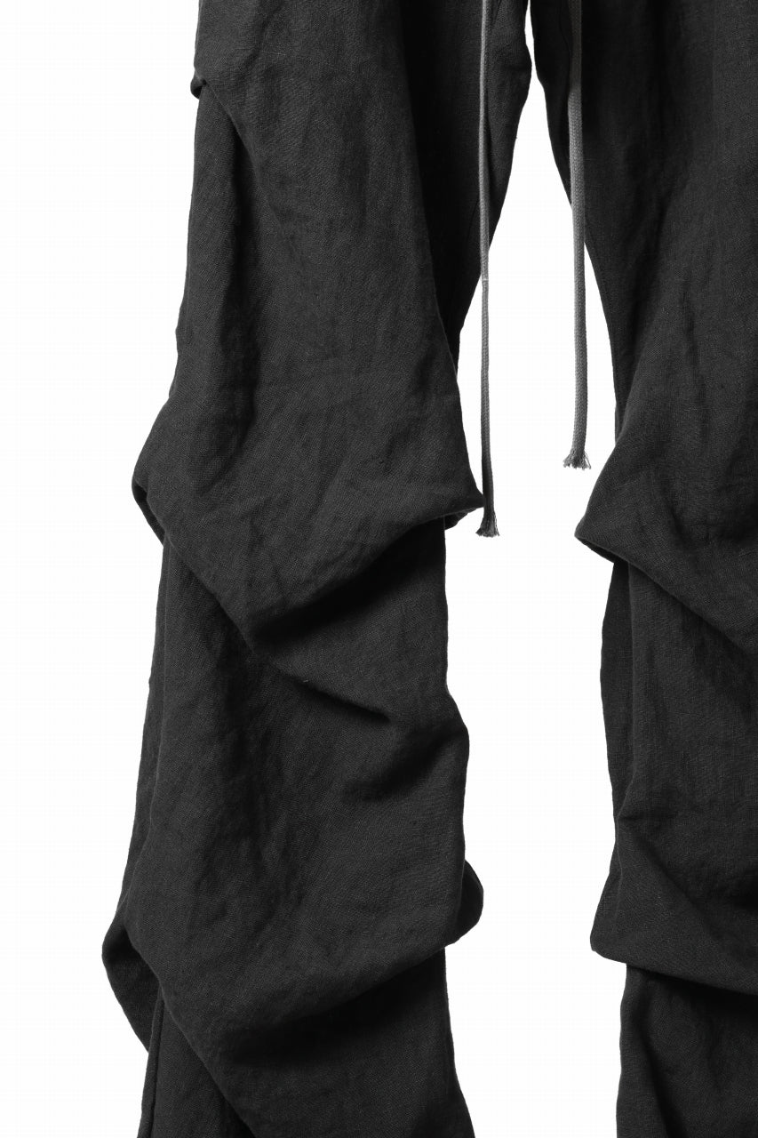 A.F ARTEFACT TUCK VOLUME BAGGY PANTS / ORGANIC LINEN (BLACK) - Image 16