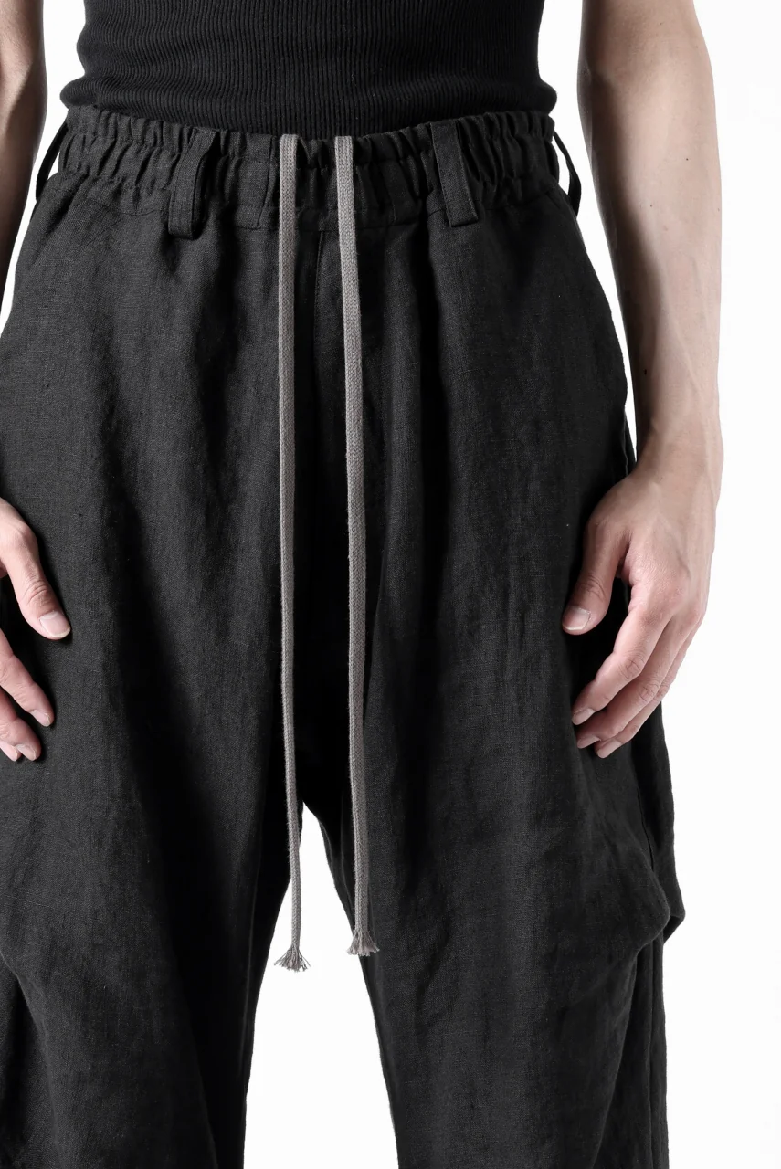 A.F ARTEFACT TUCK VOLUME BAGGY PANTS / ORGANIC LINEN (BLACK) - Image 21
