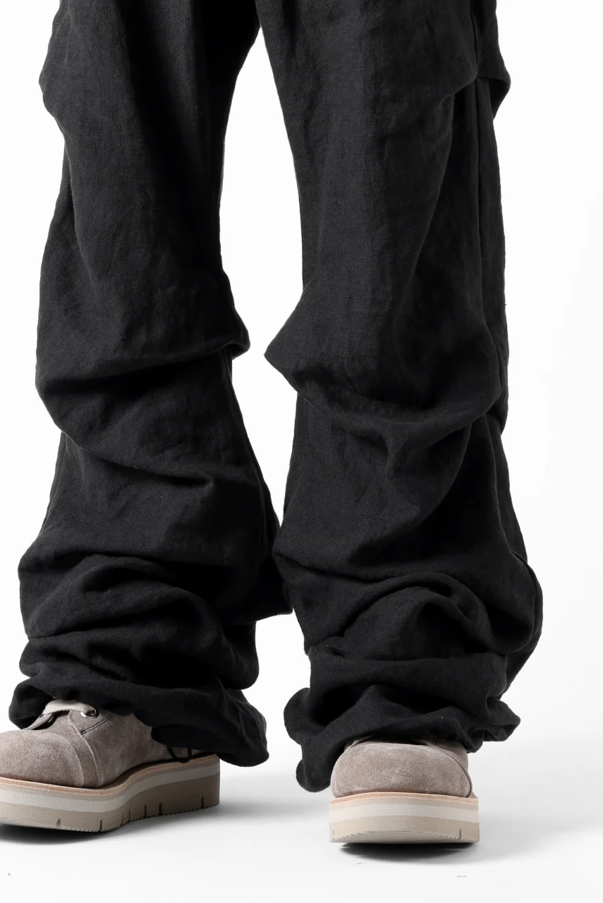 A.F ARTEFACT TUCK VOLUME BAGGY PANTS / ORGANIC LINEN (BLACK) - Image 22