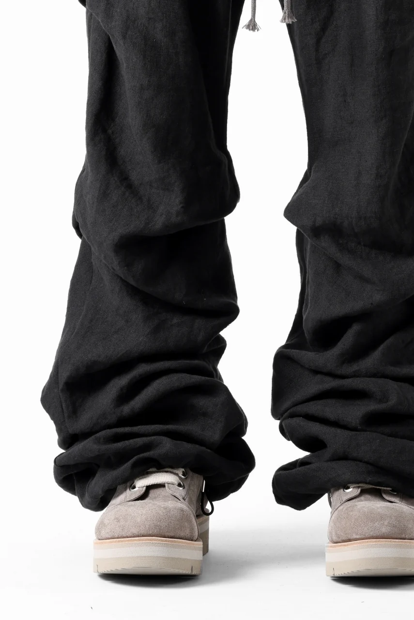 A.F ARTEFACT TUCK VOLUME BAGGY PANTS / ORGANIC LINEN (BLACK) - Image 25