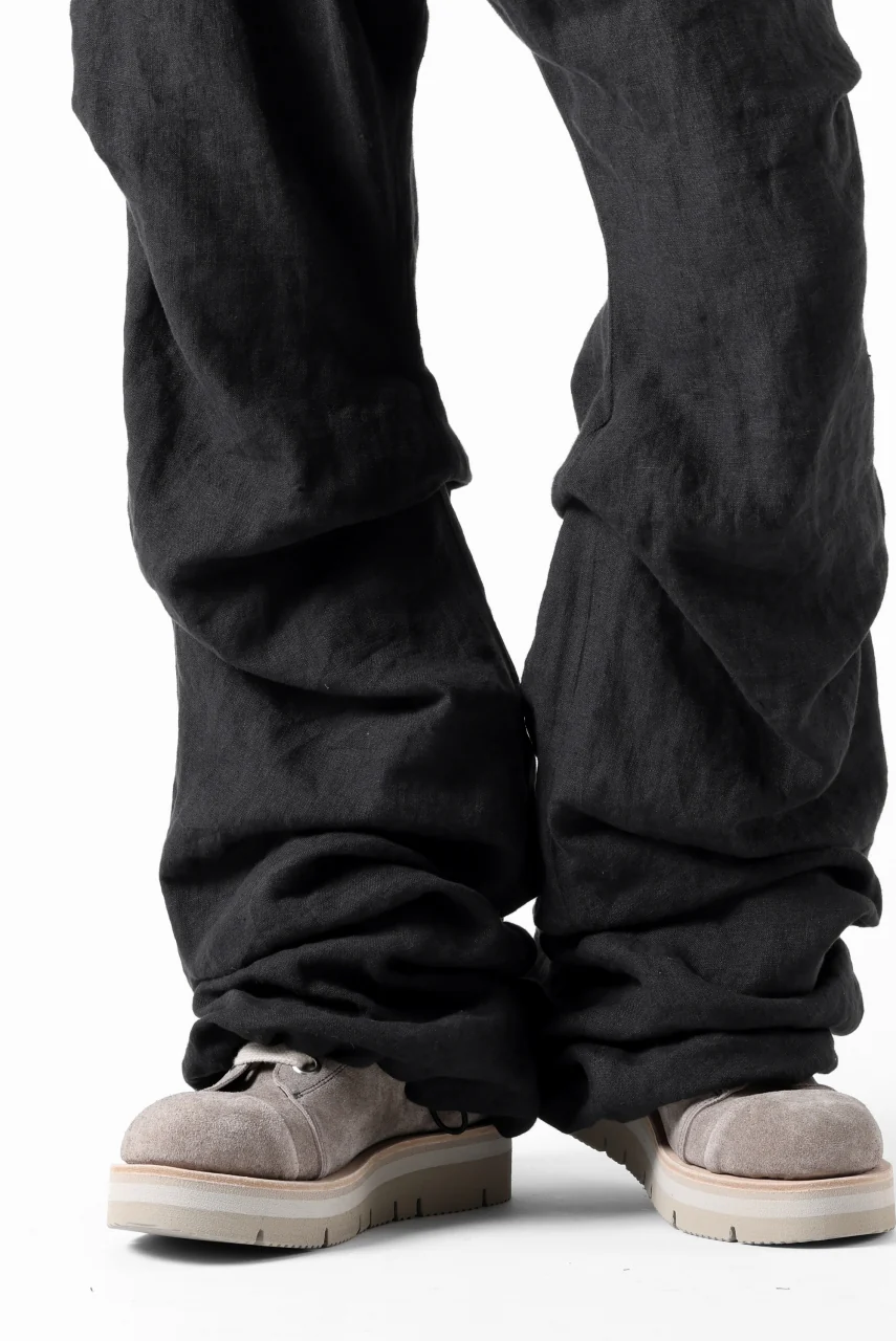A.F ARTEFACT TUCK VOLUME BAGGY PANTS / ORGANIC LINEN (BLACK) - Image 26