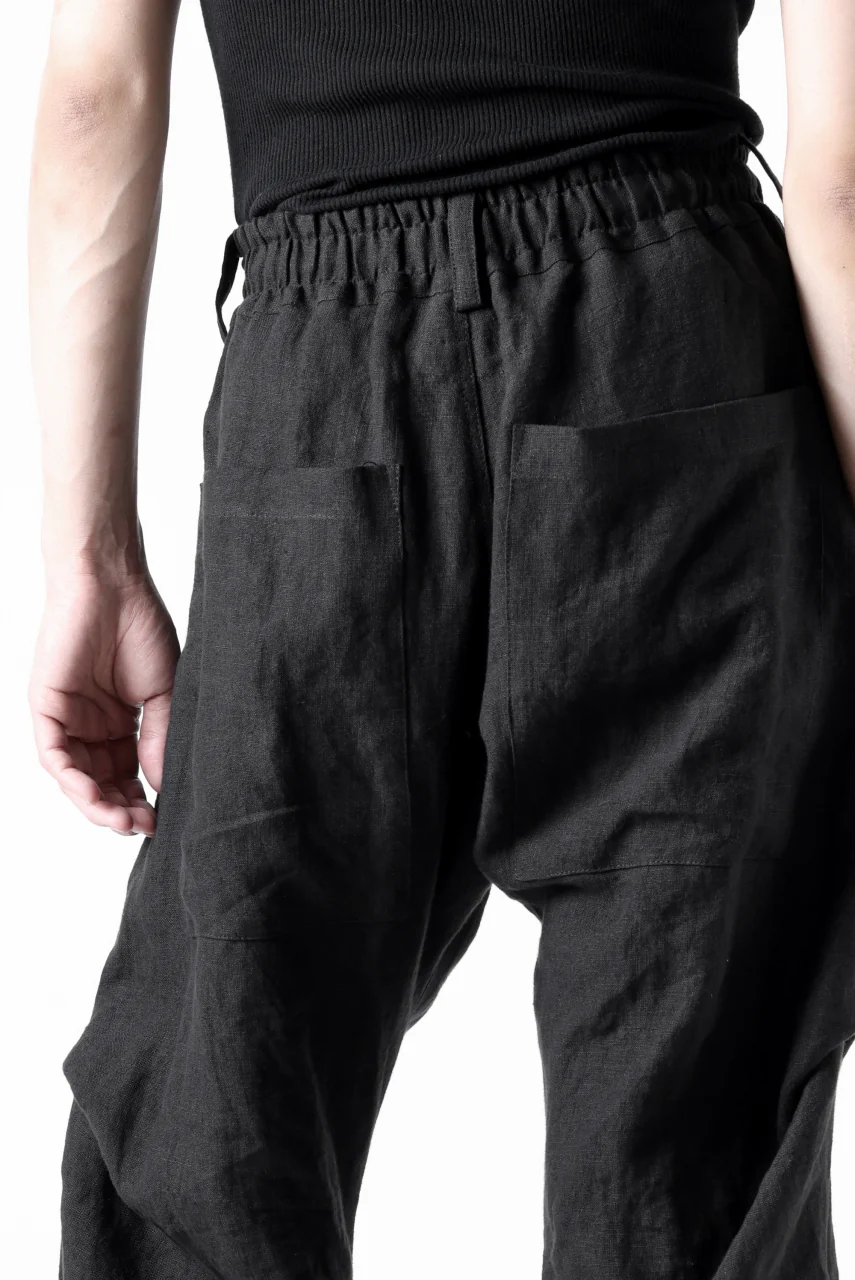 A.F ARTEFACT TUCK VOLUME BAGGY PANTS / ORGANIC LINEN (BLACK) - Image 27