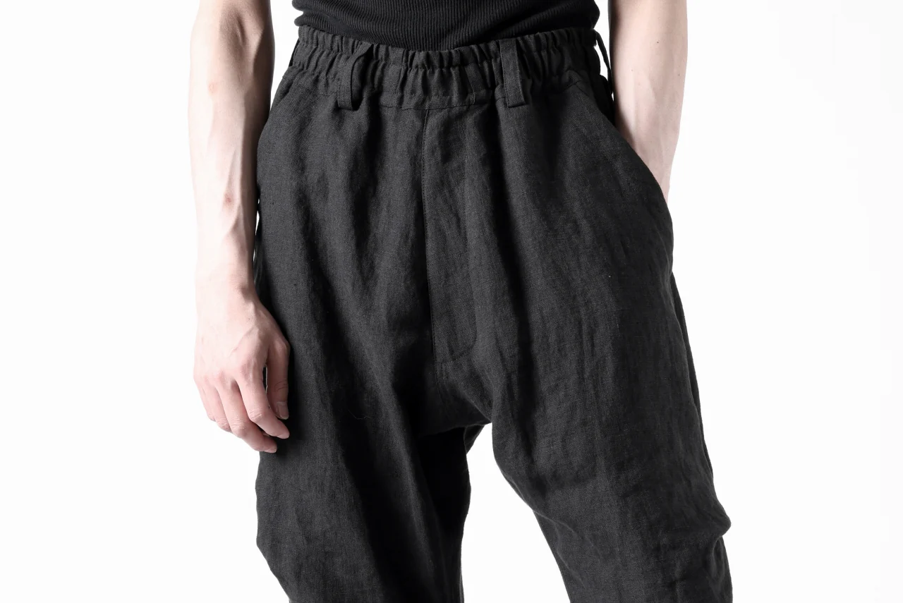 A.F ARTEFACT TUCK VOLUME BAGGY PANTS / ORGANIC LINEN (BLACK) - Image 28