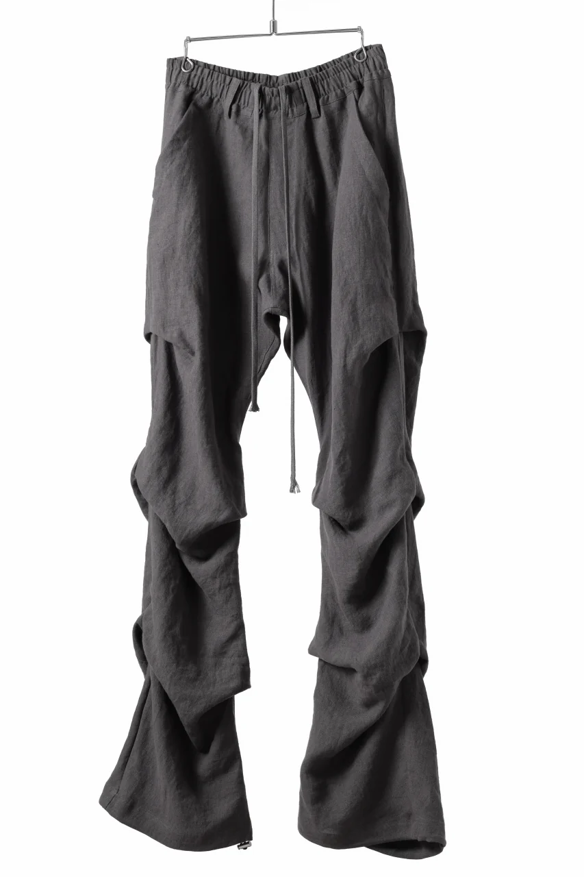 A.F ARTEFACT TUCK VOLUME BAGGY PANTS / ORGANIC LINEN (GREY) - Image 2