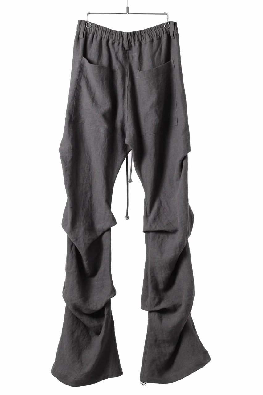 A.F ARTEFACT TUCK VOLUME BAGGY PANTS / ORGANIC LINEN (GREY) - Image 3