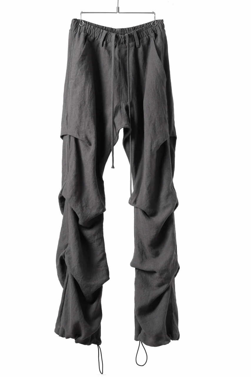 A.F ARTEFACT TUCK VOLUME BAGGY PANTS / ORGANIC LINEN (GREY) - Image 4