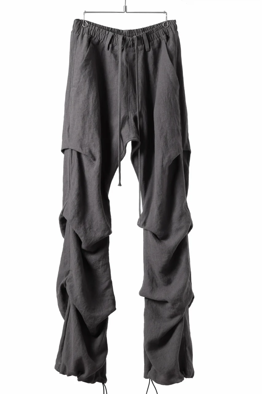 A.F ARTEFACT TUCK VOLUME BAGGY PANTS / ORGANIC LINEN (GREY) - Image 5