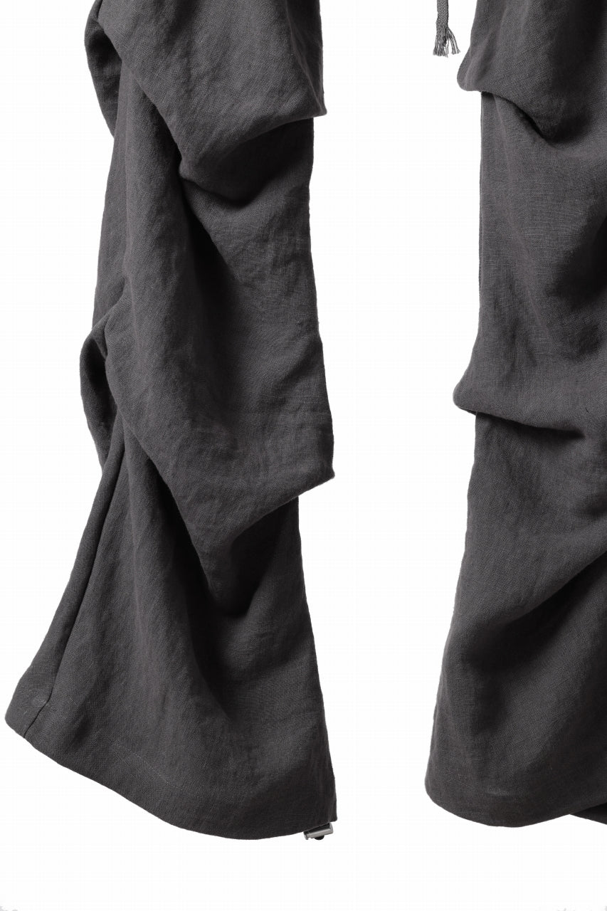A.F ARTEFACT TUCK VOLUME BAGGY PANTS / ORGANIC LINEN (GREY) - Image 8