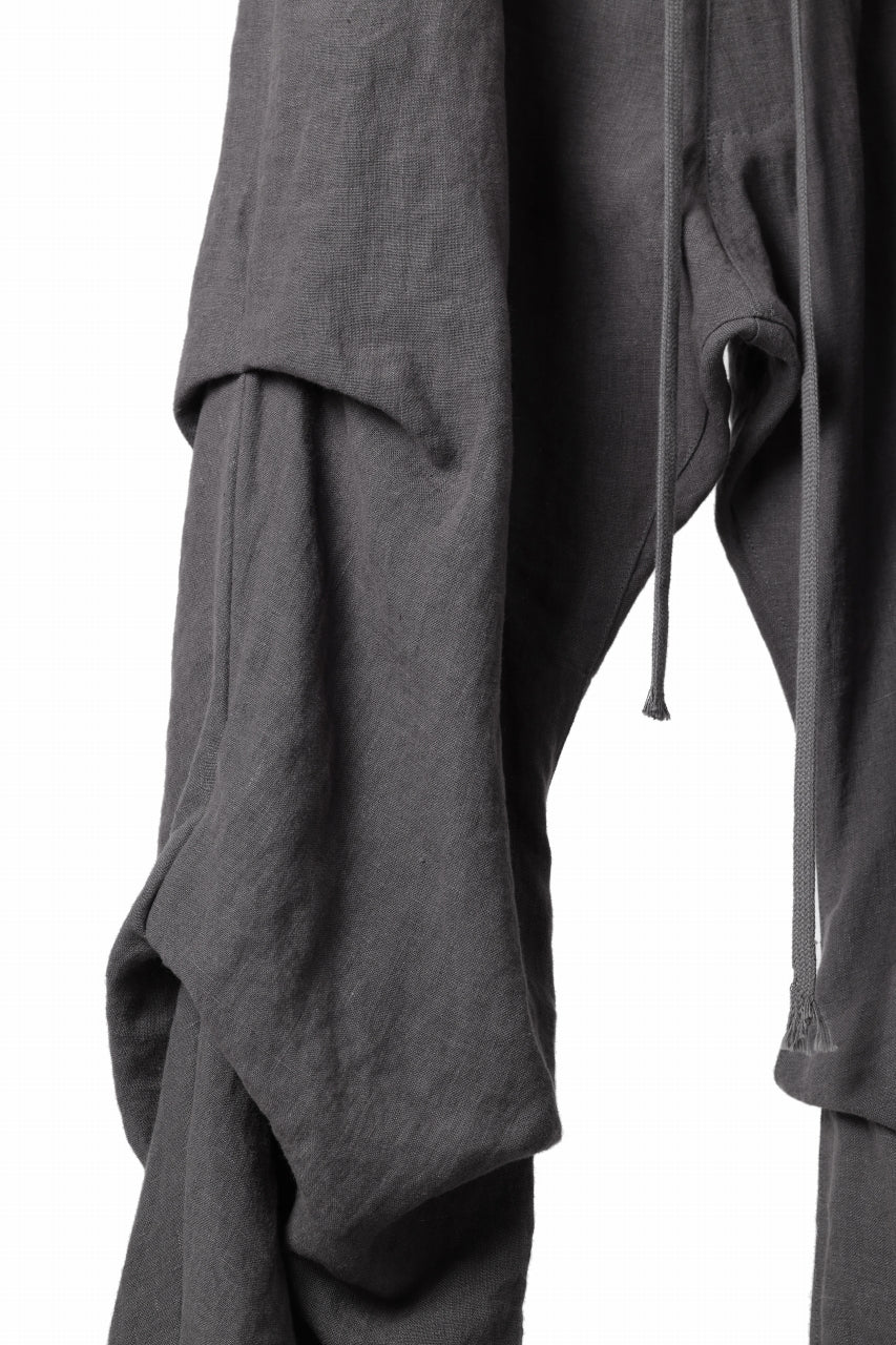 A.F ARTEFACT TUCK VOLUME BAGGY PANTS / ORGANIC LINEN (GREY) - Image 9