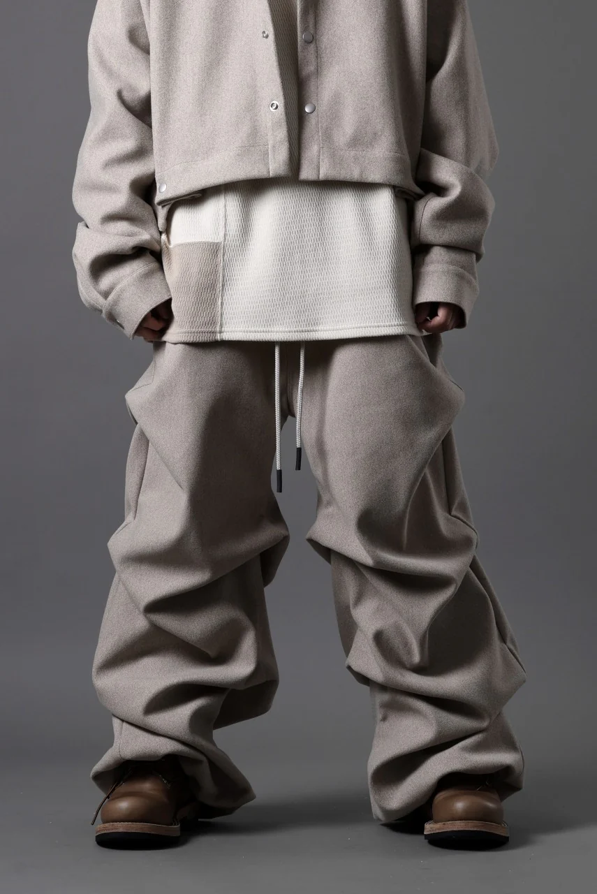 A.F ARTEFACT EXTREME WIDE BAGGY PANTS / KNIT JERSEY (BEIGE) - Image 19