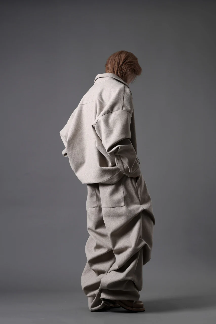 A.F ARTEFACT EXTREME WIDE BAGGY PANTS / KNIT JERSEY (BEIGE) - Image 24