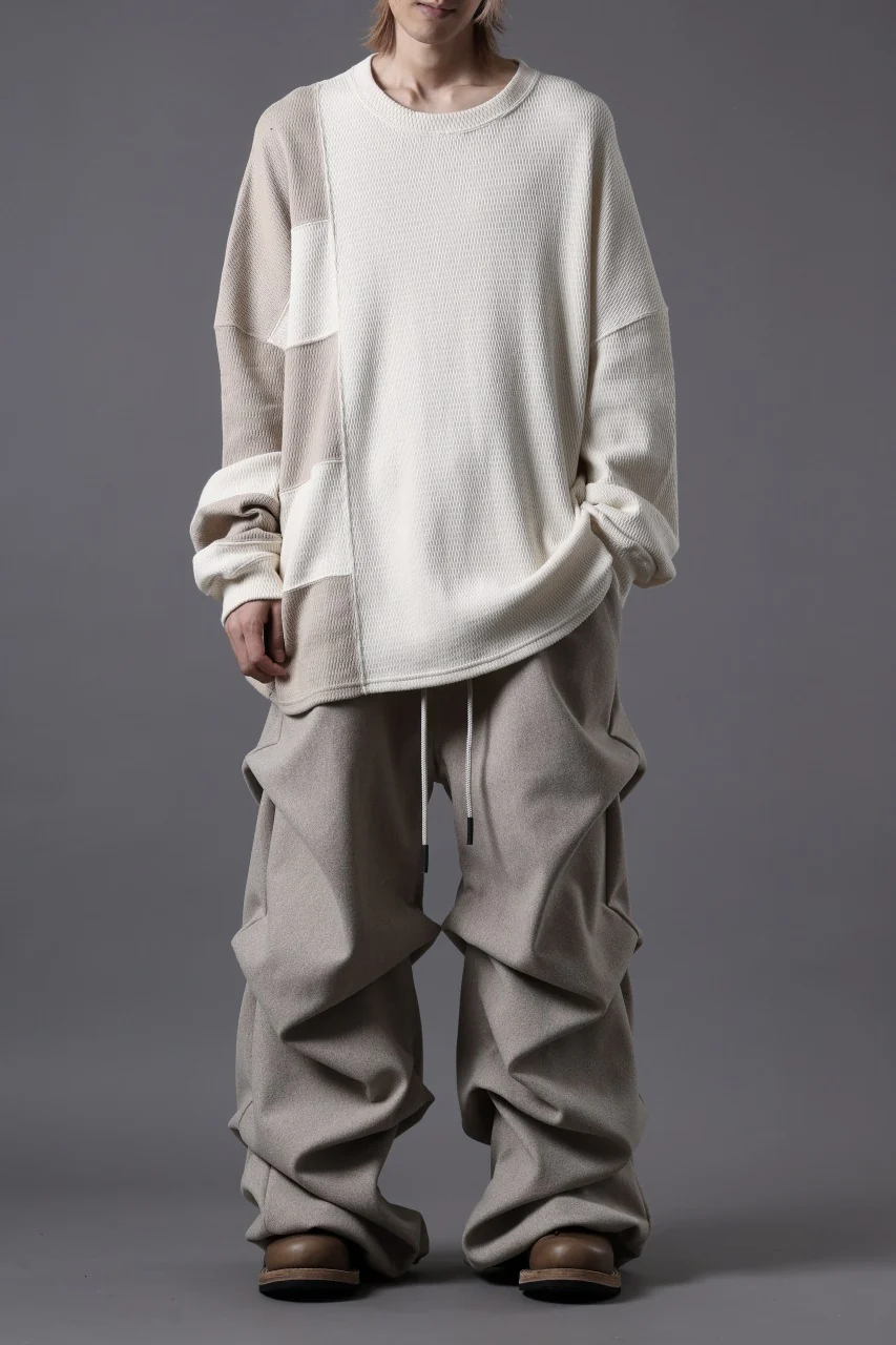 A.F ARTEFACT EXTREME WIDE BAGGY PANTS / KNIT JERSEY (BEIGE) - Image 31