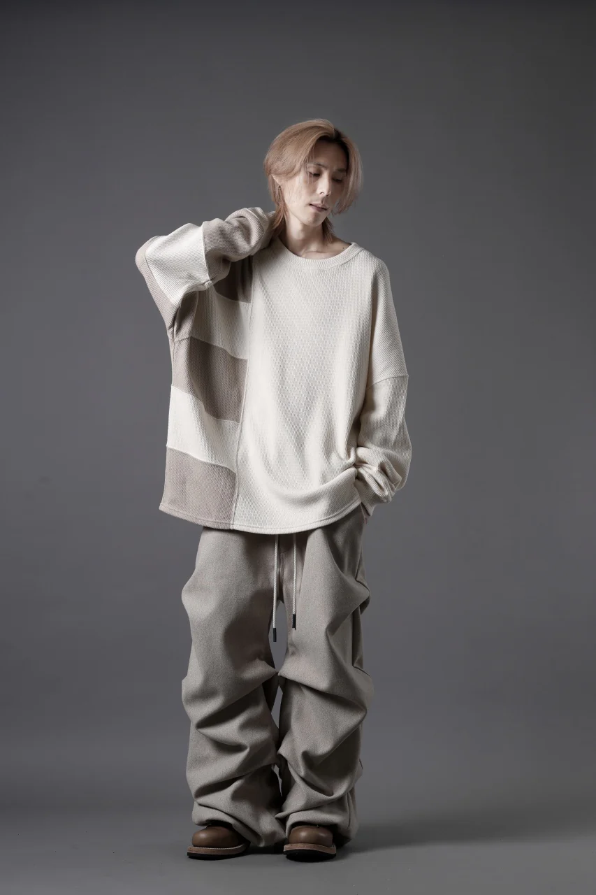 A.F ARTEFACT EXTREME WIDE BAGGY PANTS / KNIT JERSEY (BEIGE) - Image 33