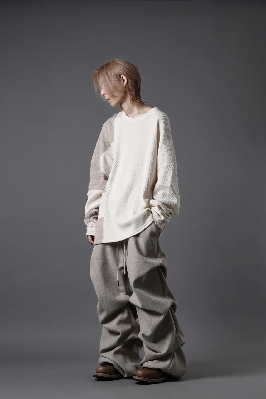 A.F ARTEFACT EXTREME WIDE BAGGY PANTS / KNIT JERSEY (BEIGE) - Image 34