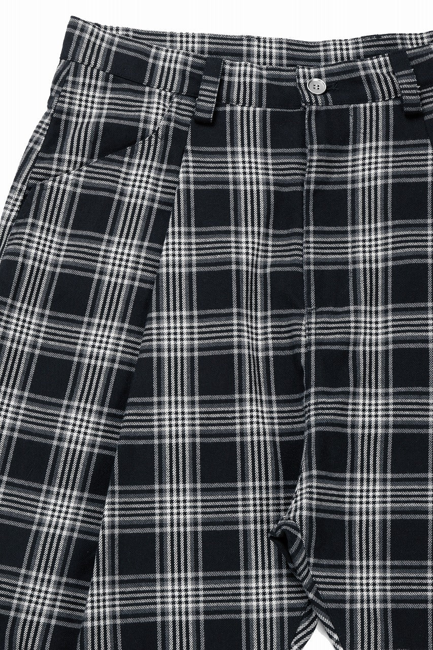 A.F ARTEFACT TUCK WIDE EASY PANTS / TARTAN CHECK (BLACK x GREY) - Image 4