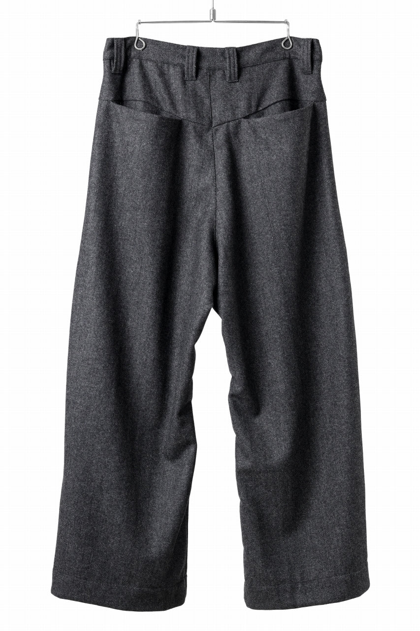 A.F ARTEFACT TUCK WIDE TROUSERS / HERRING BONE WOOL (D.GREY) - Image 16