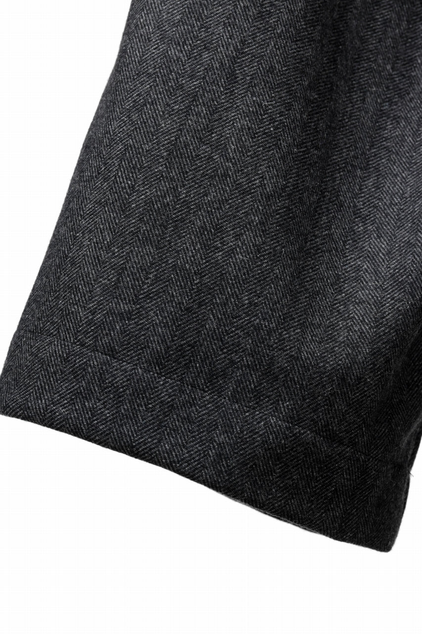 A.F ARTEFACT TUCK WIDE TROUSERS / HERRING BONE WOOL (D.GREY) - Image 23