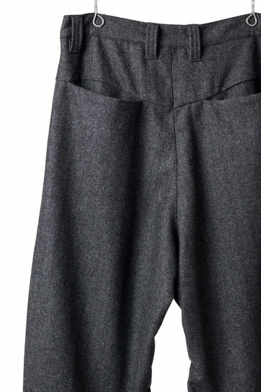 A.F ARTEFACT TUCK WIDE TROUSERS / HERRING BONE WOOL (D.GREY) - Image 24