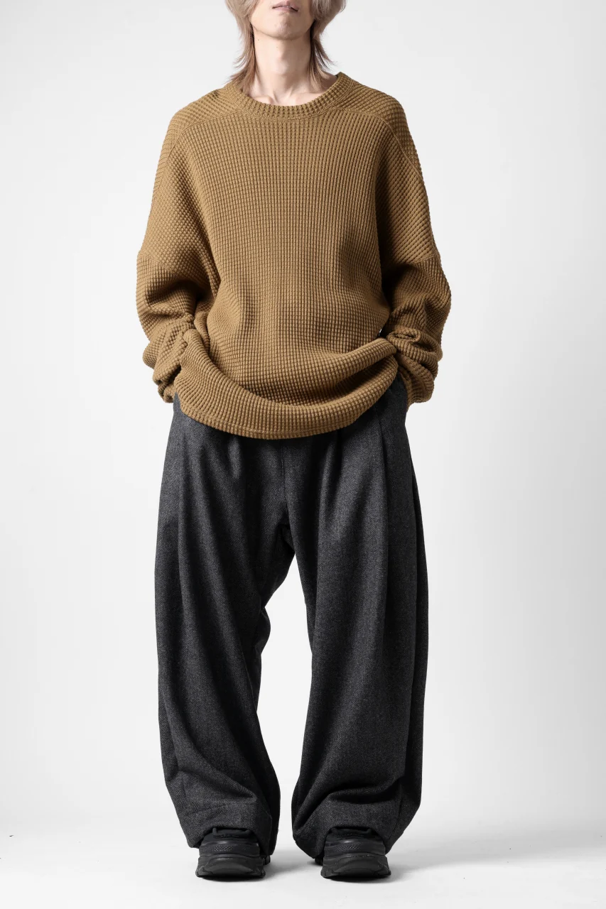 A.F ARTEFACT TUCK WIDE TROUSERS / HERRING BONE WOOL (D.GREY) - Image 28