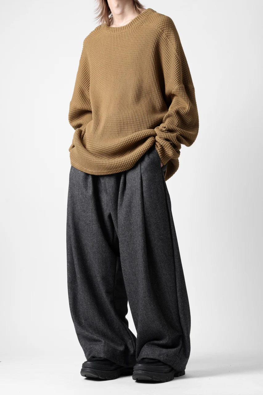 A.F ARTEFACT TUCK WIDE TROUSERS / HERRING BONE WOOL (D.GREY) - Image 29