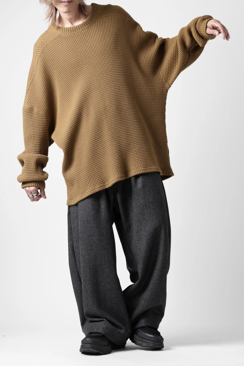 A.F ARTEFACT TUCK WIDE TROUSERS / HERRING BONE WOOL (D.GREY) - Image 31