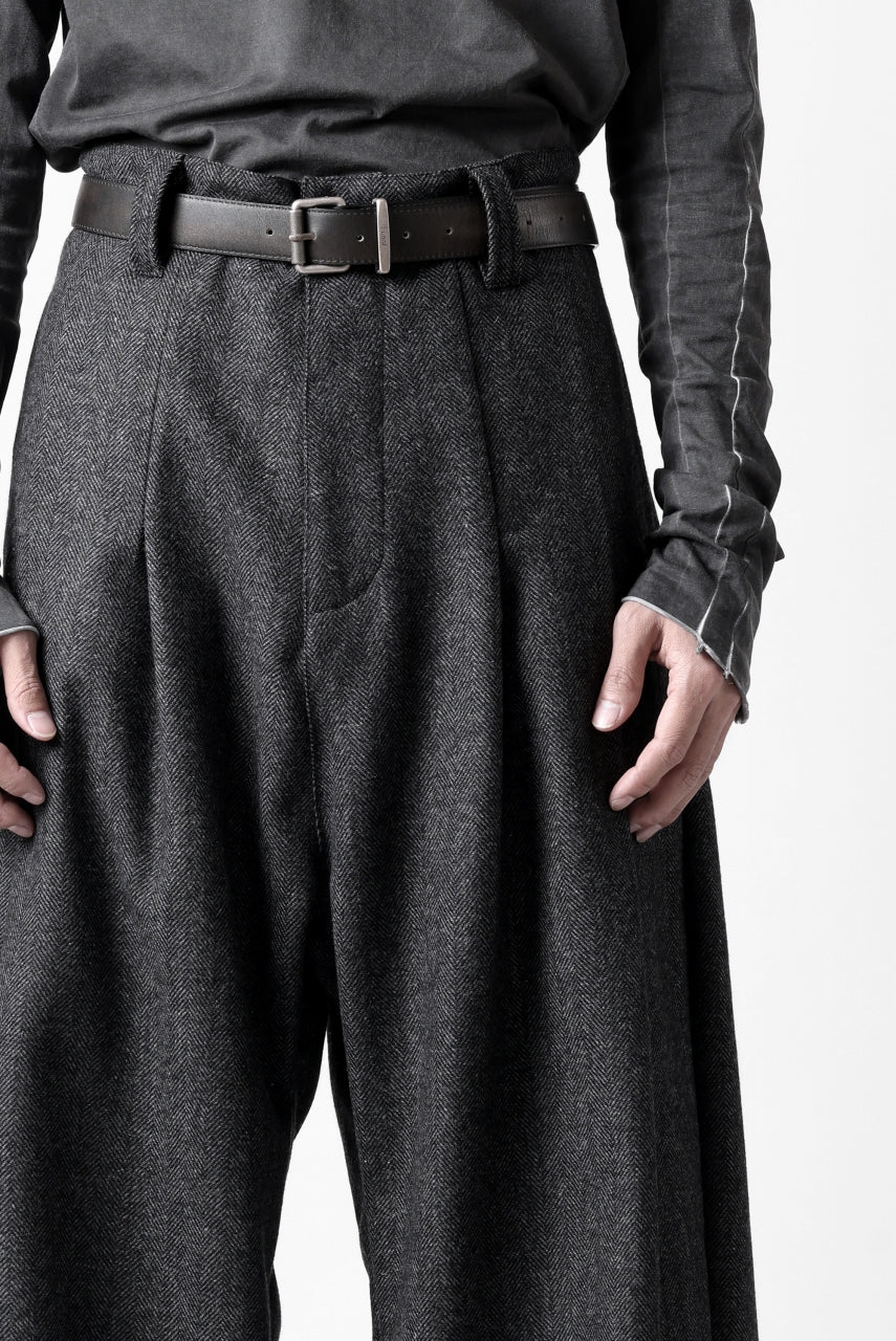 A.F ARTEFACT TUCK WIDE TROUSERS / HERRING BONE WOOL (D.GREY) - Image 35