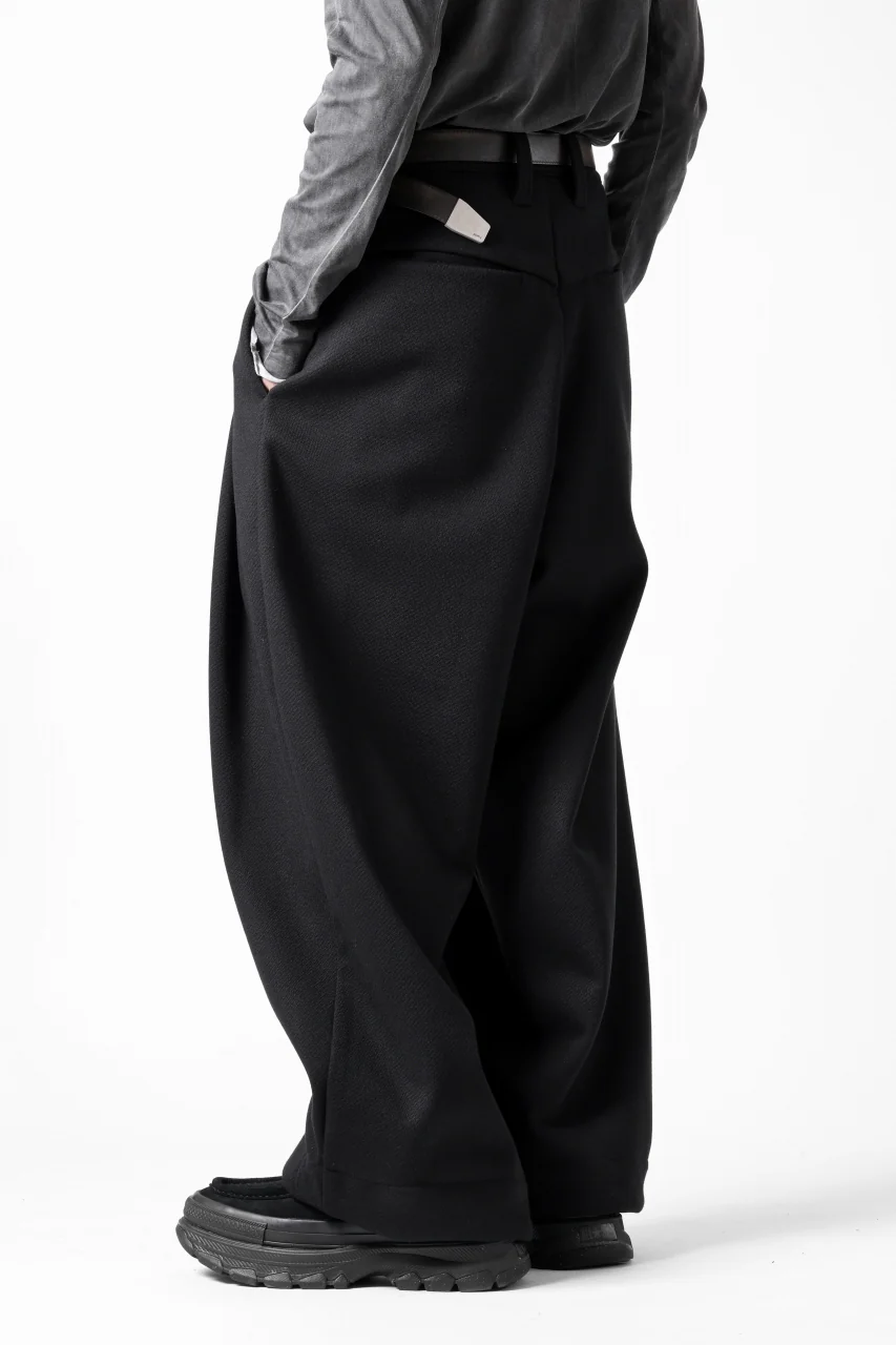 A.F ARTEFACT TUCK WIDE TROUSERS / KNITTED WOOLY TWILL (BLACK) - Image 10