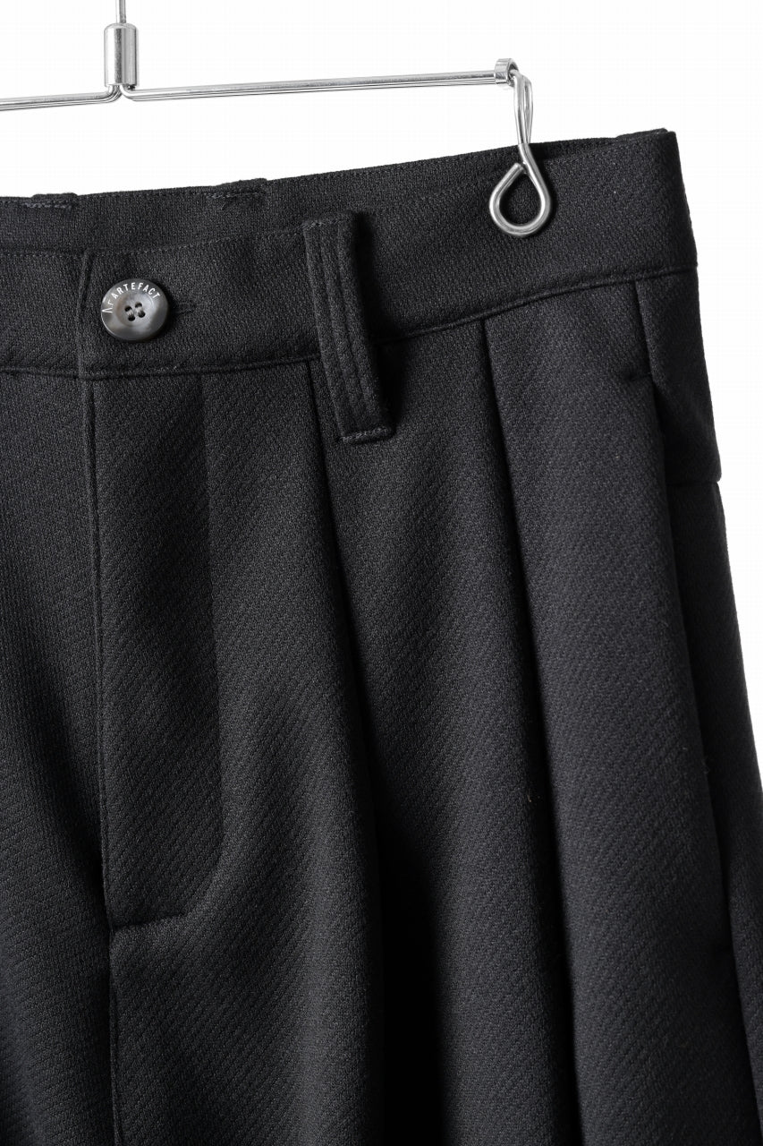 A.F ARTEFACT TUCK WIDE TROUSERS / KNITTED WOOLY TWILL (BLACK) - Image 20