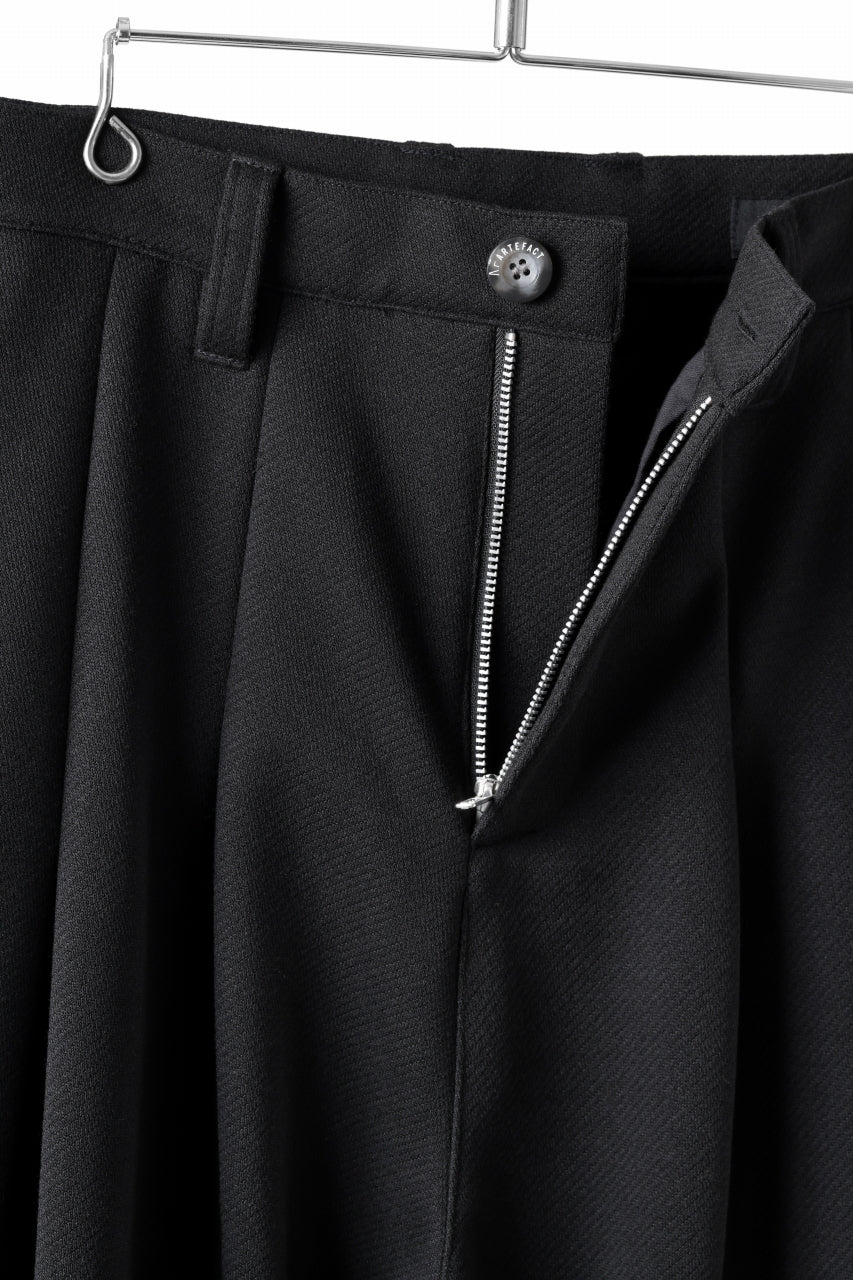 A.F ARTEFACT TUCK WIDE TROUSERS / KNITTED WOOLY TWILL (BLACK) - Image 24