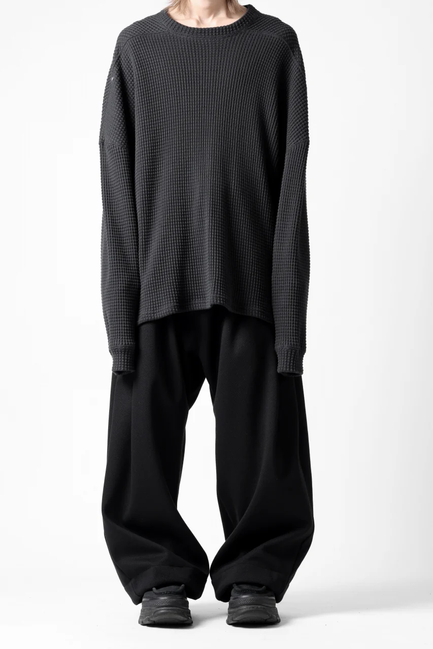 A.F ARTEFACT TUCK WIDE TROUSERS / KNITTED WOOLY TWILL (BLACK) - Image 29