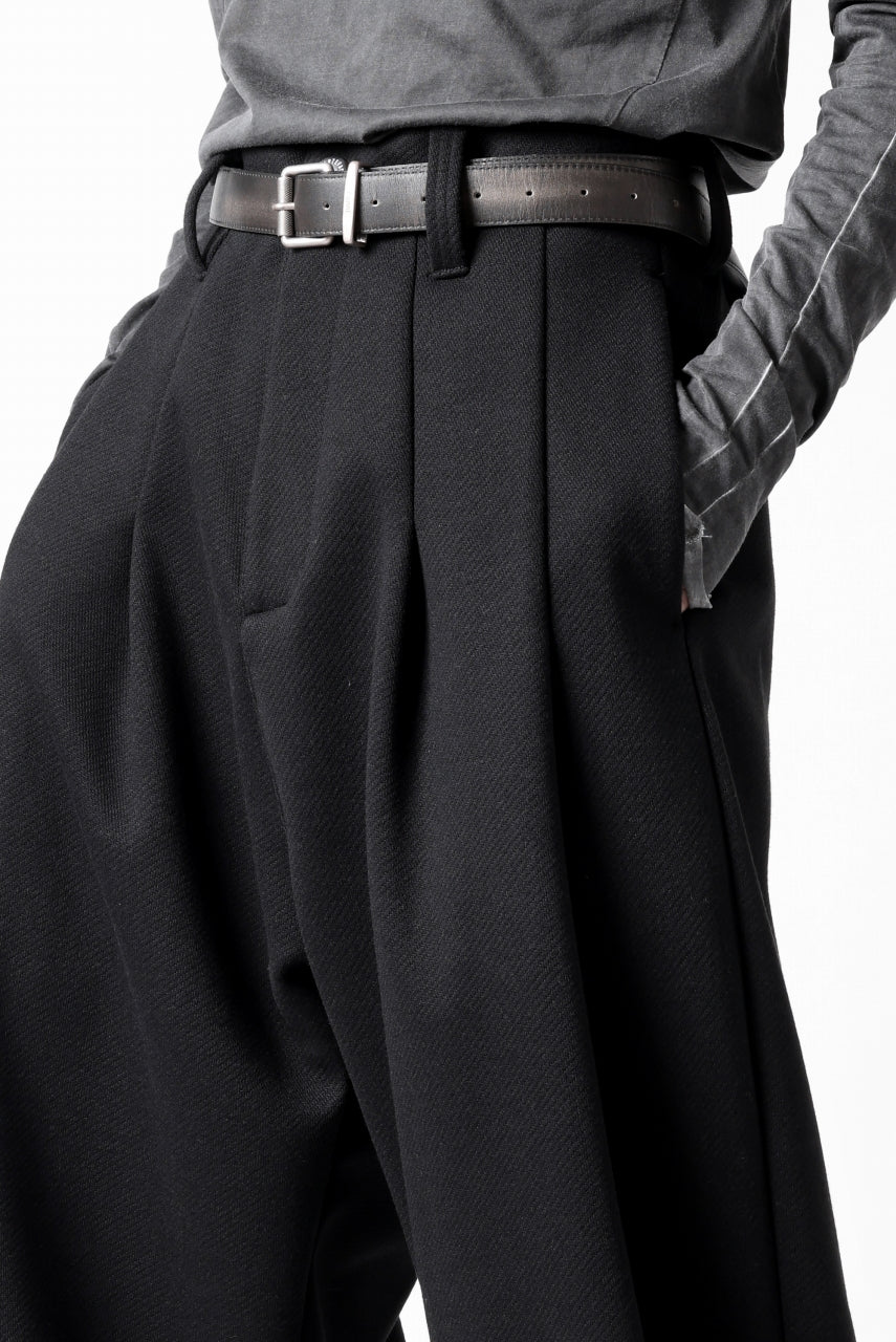 A.F ARTEFACT TUCK WIDE TROUSERS / KNITTED WOOLY TWILL (BLACK) - Image 33