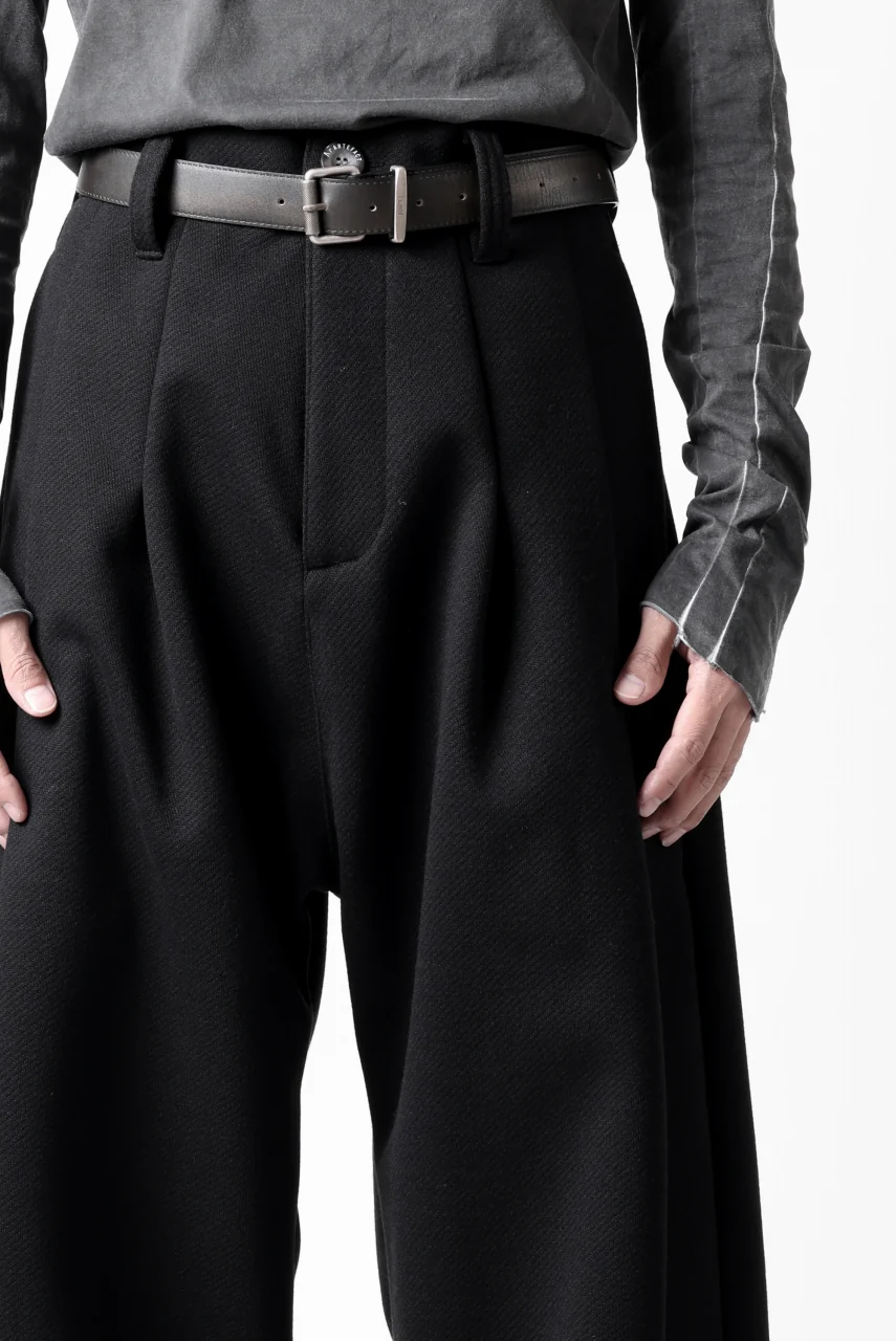A.F ARTEFACT TUCK WIDE TROUSERS / KNITTED WOOLY TWILL (BLACK) - Image 34