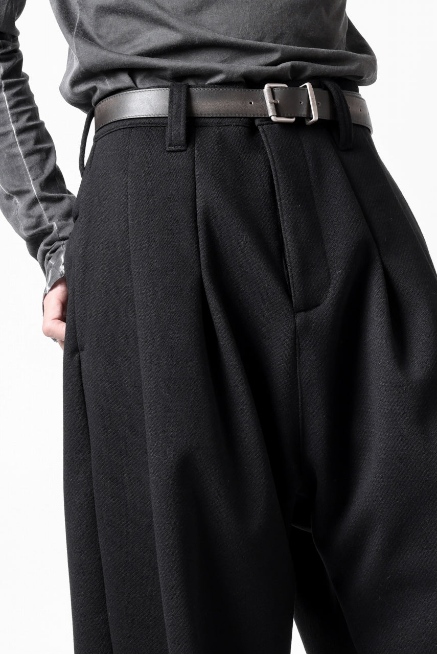 A.F ARTEFACT TUCK WIDE TROUSERS / KNITTED WOOLY TWILL (BLACK) - Image 36