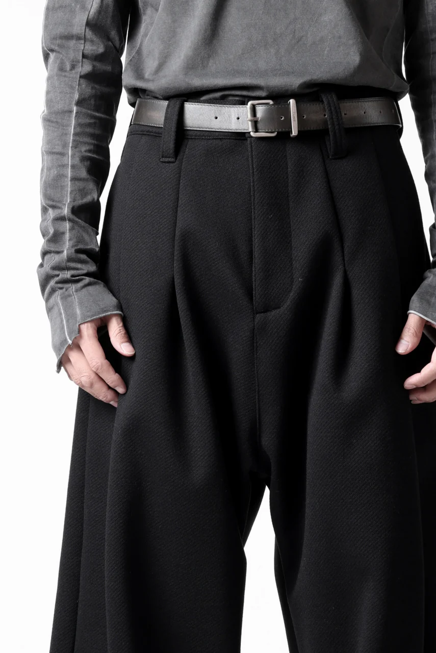 A.F ARTEFACT TUCK WIDE TROUSERS / KNITTED WOOLY TWILL (BLACK) - Image 38