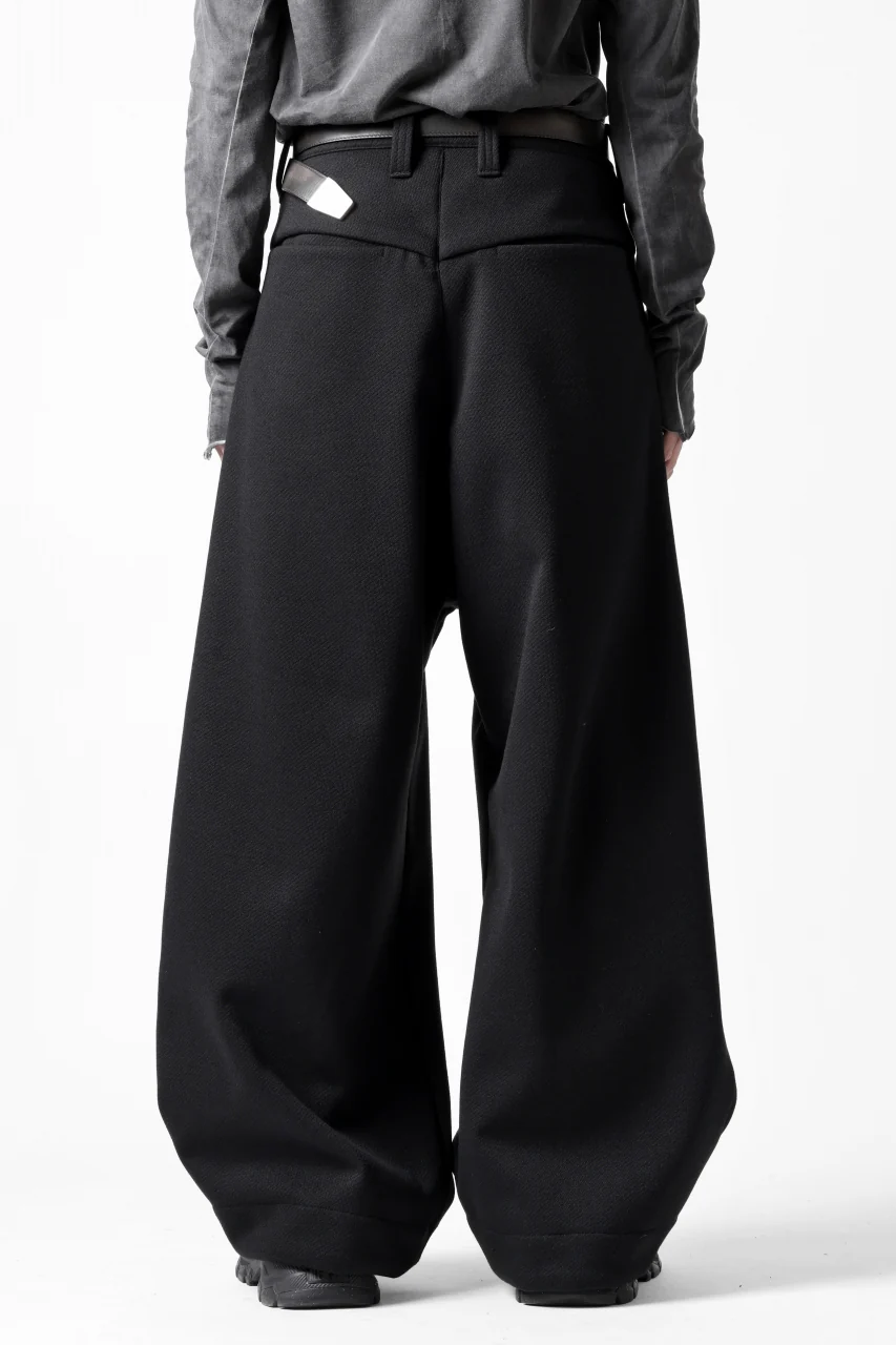 A.F ARTEFACT TUCK WIDE TROUSERS / KNITTED WOOLY TWILL (BLACK) - Image 4