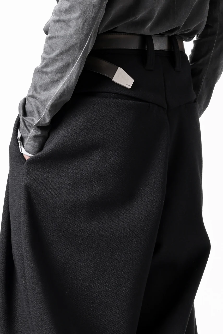 A.F ARTEFACT TUCK WIDE TROUSERS / KNITTED WOOLY TWILL (BLACK) - Image 41