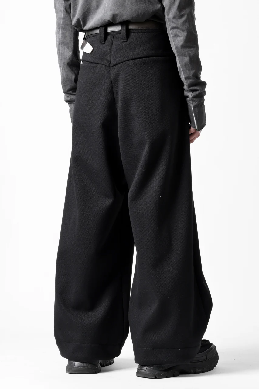 A.F ARTEFACT TUCK WIDE TROUSERS / KNITTED WOOLY TWILL (BLACK) - Image 7