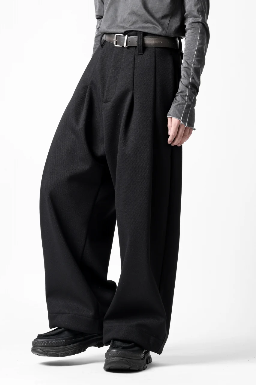 A.F ARTEFACT TUCK WIDE TROUSERS / KNITTED WOOLY TWILL (BLACK) - Image 8