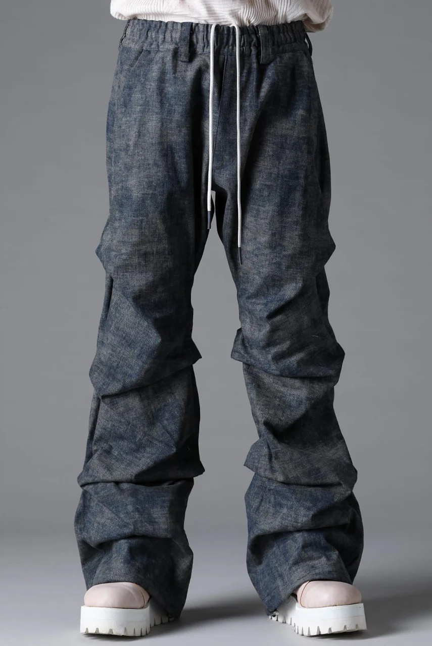 A.F ARTEFACT TUCKED DRAPE PANTS / BLENDED SHADES DENIM (STEEL BLUE) - Image 10