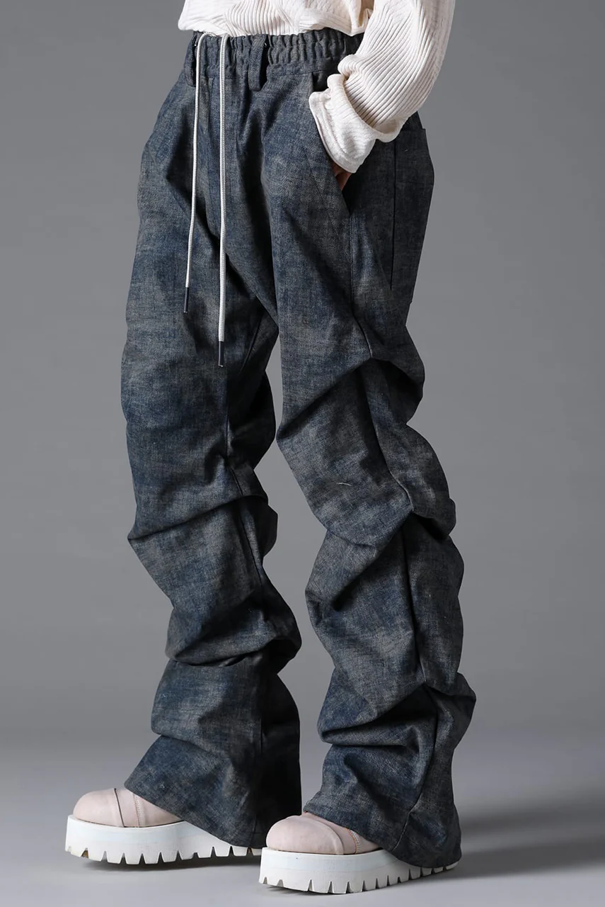 A.F ARTEFACT TUCKED DRAPE PANTS / BLENDED SHADES DENIM (STEEL BLUE) - Image 2