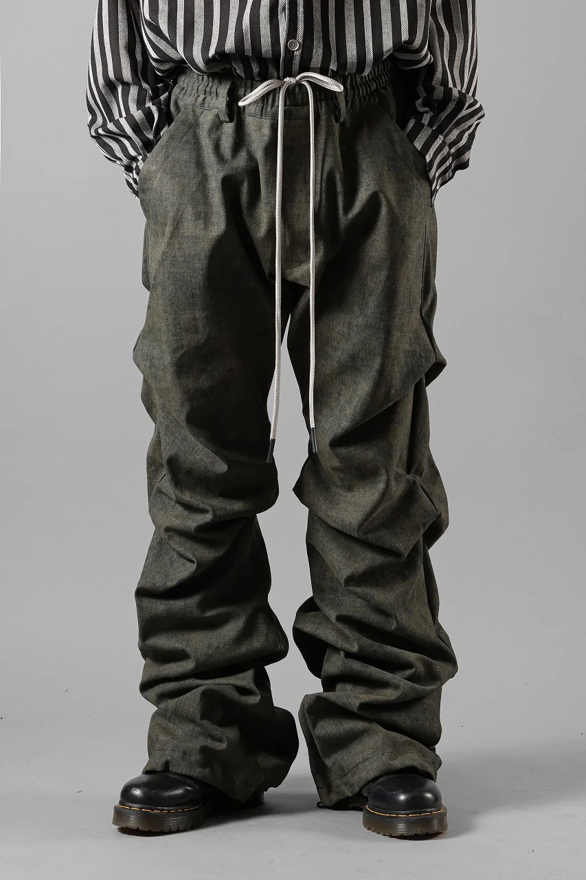 A.F ARTEFACT TUCKED DRAPE PANTS / BLENDED SHADES DENIM (YELLOW)