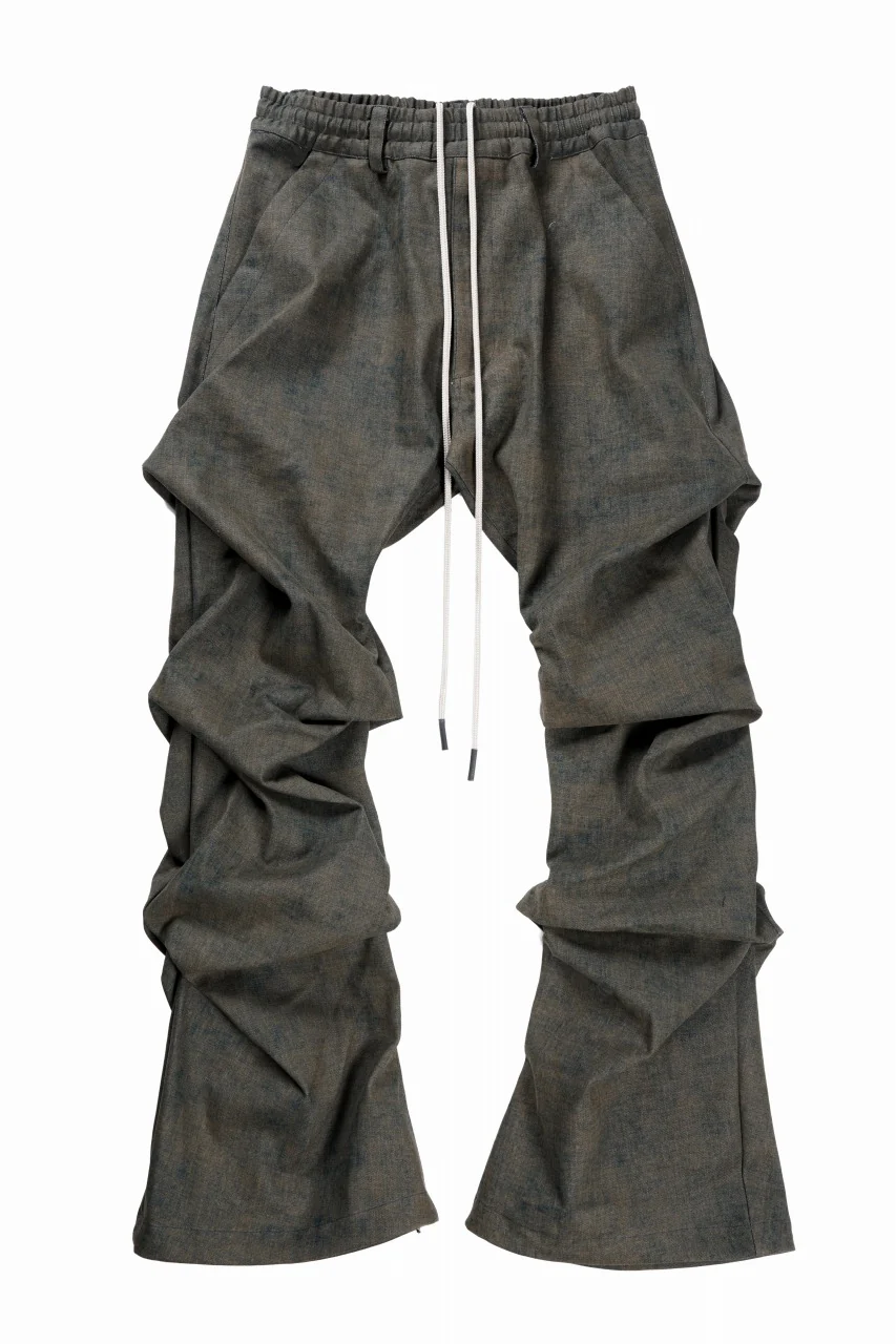 A.F ARTEFACT TUCKED DRAPE PANTS / BLENDED SHADES DENIM (YELLOW) - Image 2