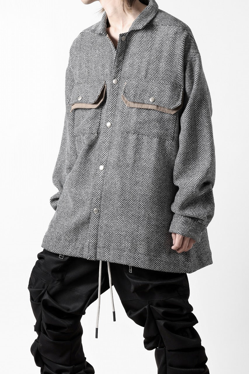 A.F ARTEFACT TWEED COVERALL SHIRT (BLACK x WHITE) - Image 10