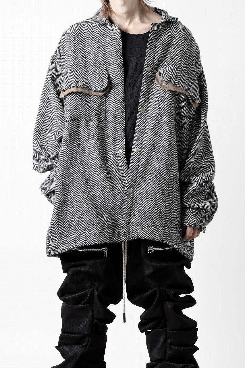 A.F ARTEFACT TWEED COVERALL SHIRT (BLACK x WHITE) - Image 11
