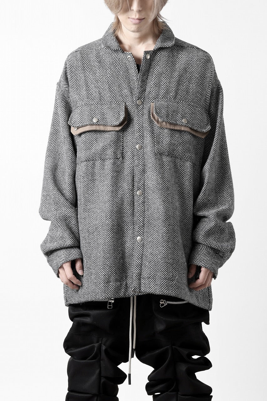 A.F ARTEFACT TWEED COVERALL SHIRT (BLACK x WHITE) - Image 2