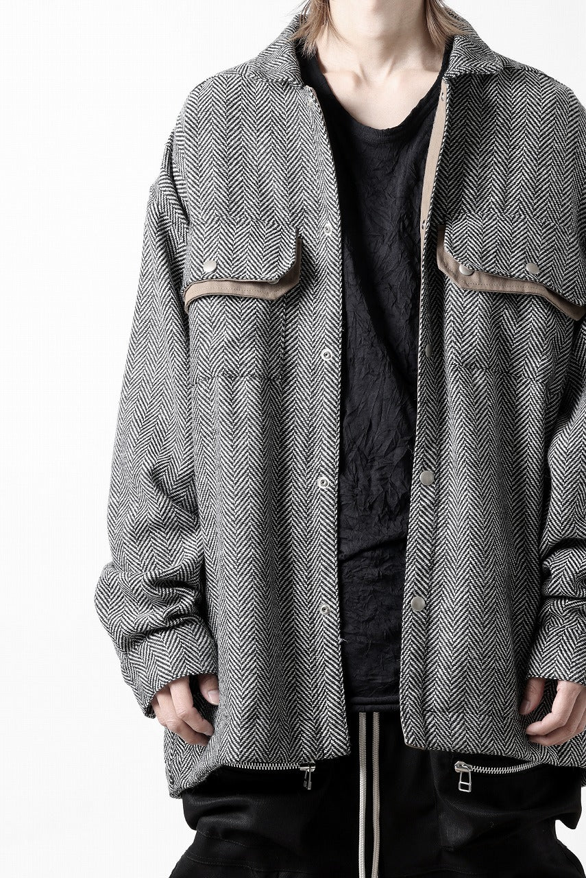 A.F ARTEFACT TWEED COVERALL SHIRT (BLACK x WHITE) - Image 36